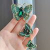 Driedelige vlinder broche groen blauwe tint